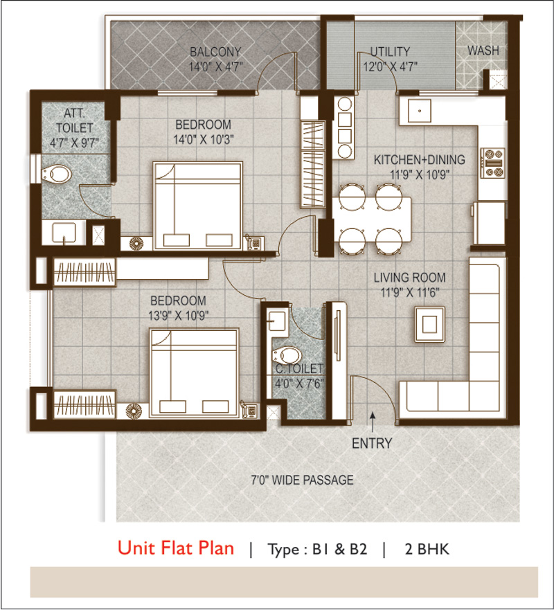 Unit Flat Plan B1