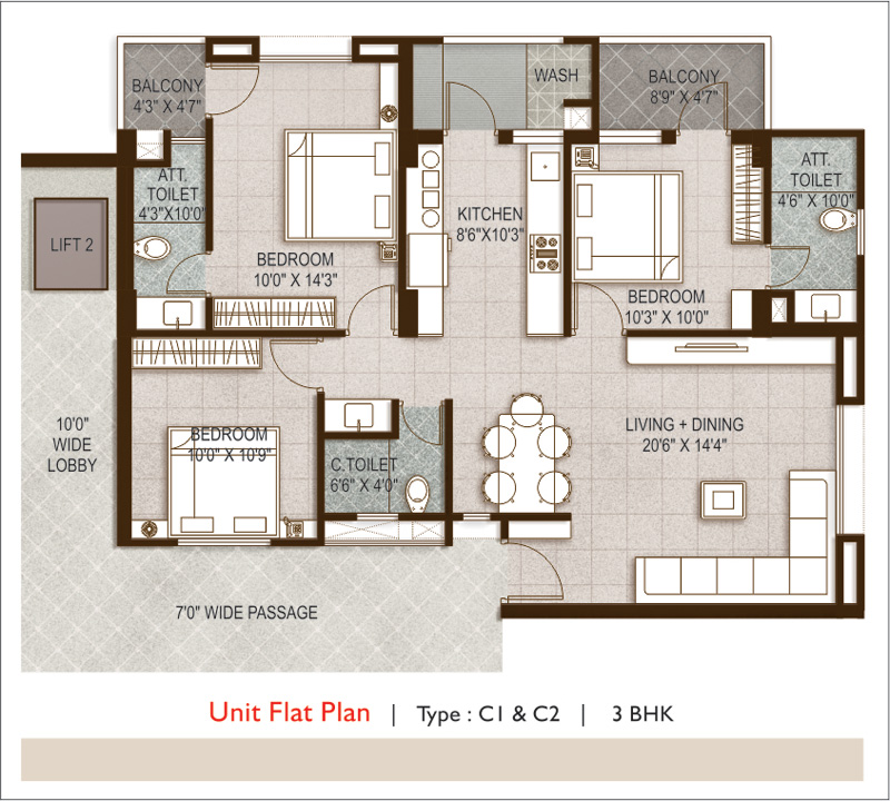 Unit Flat Plan C1