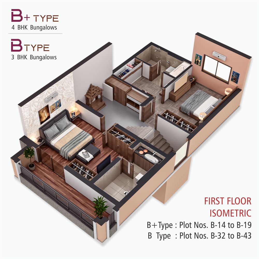 B+ Type (Plot No. B-14 to B-19) / B Type (Plot No. B-32 to B-43)